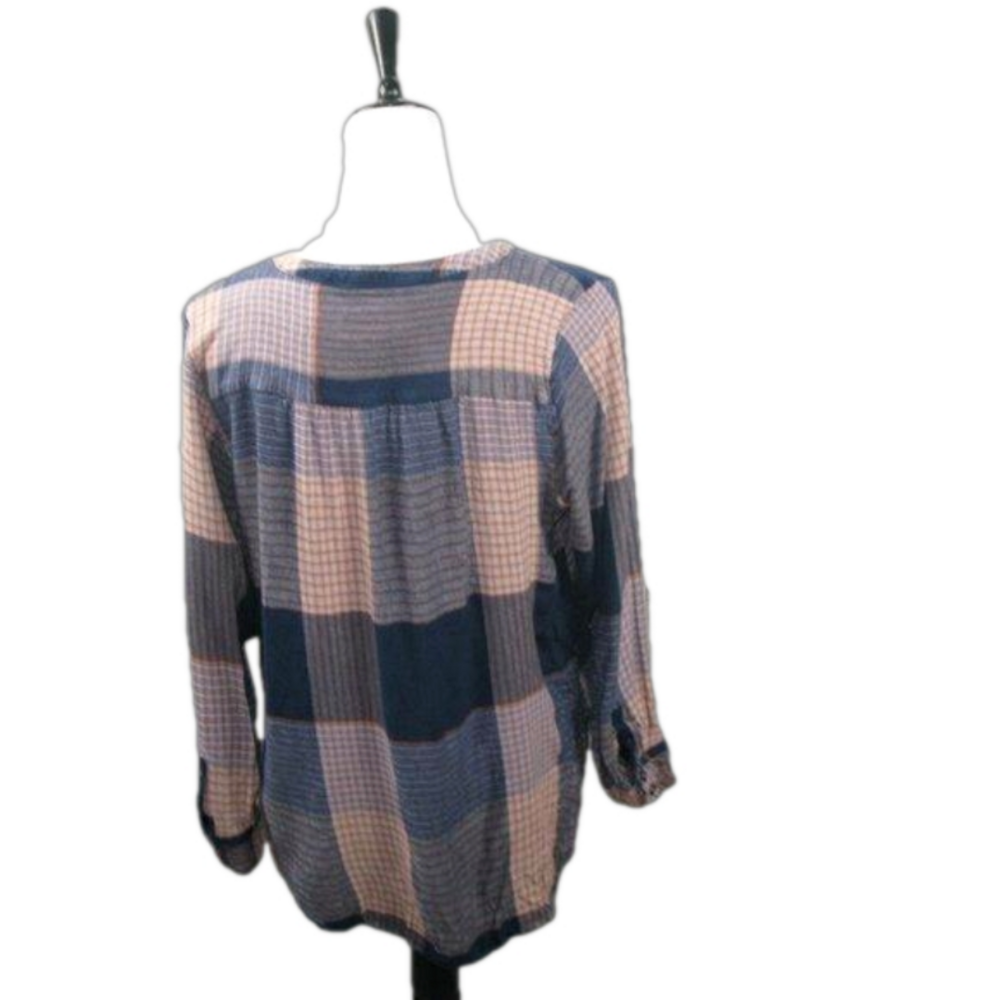 Universal Thread Soft Partial Button Front Plaid … - image 4